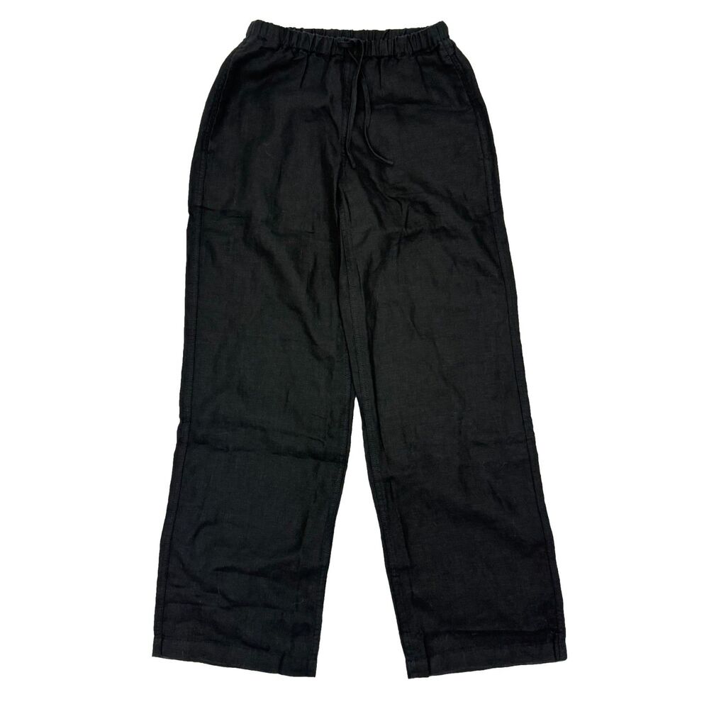 MADEWELL Short Pull On Pants In Linen M Black Elastic Waist Comfort NWT B89 - Picture 2 of 6